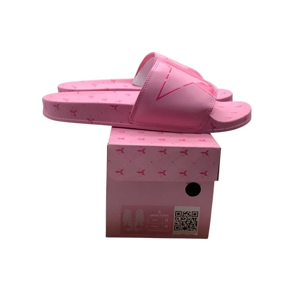 Jeffree Star Cosmetics Pink Unisex Slides Sandals Mens 11 Womens 13 Star Logo